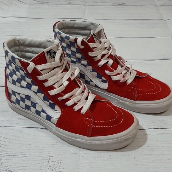 red white and blue vans high top